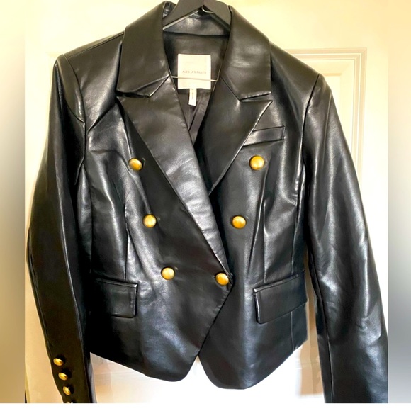 EUC! AVEC LES FILLES FAUX LEATHER BLAZER - Picture 2 of 6